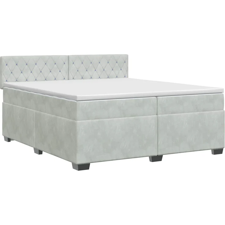 vidaXL Boxspringbett mit Matratze Hellgrau 200 x 200 cm Samt 3450776 – Bild 2