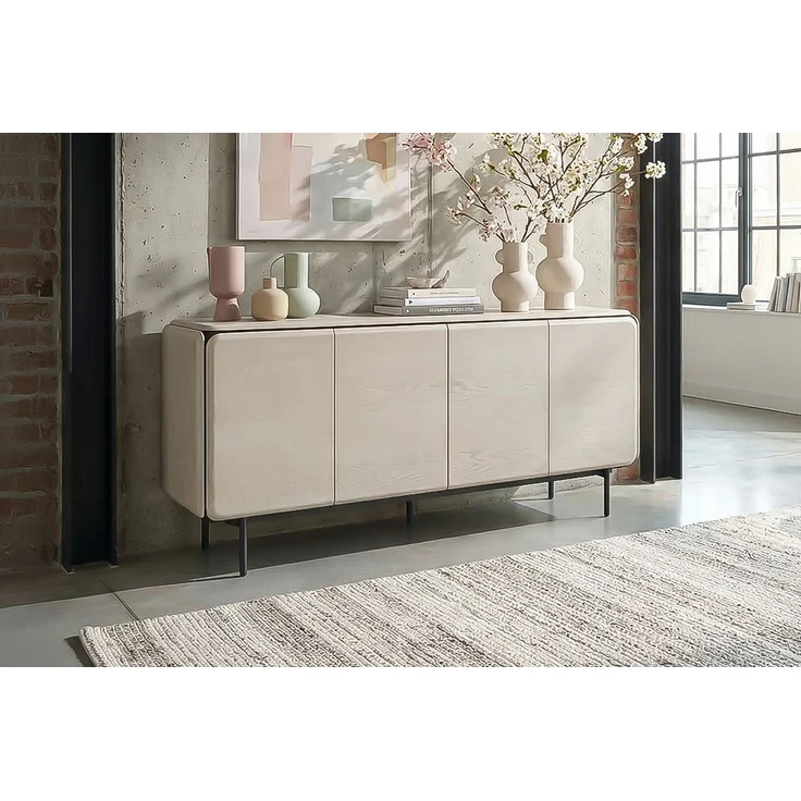 KAWOLA Sideboard AVRIL 4 Türen Eiche grau 87 x 40 x 181 cm – Bild 1
