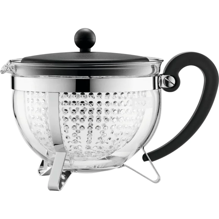 Bodum Teebereiter Chambord Teekanne 1,3 Liter chrom schwarz