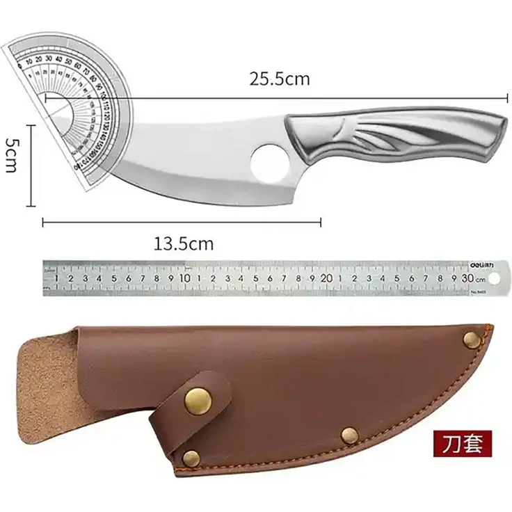 Multifunktionales Outdoormesser und Küchenmesser - Kompakt, scharf und handlich mit Ledertasche - Das ultimative Werkzeug für Abenteurer und Kochbegeisterte – Bild 4