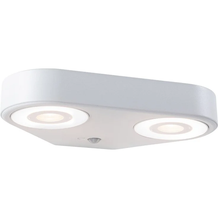 Paulmann 94868 LED Außenwandleuchte Silma 2-flammig Bewegungsmelder weiss 3000K IP44 – Bild 1