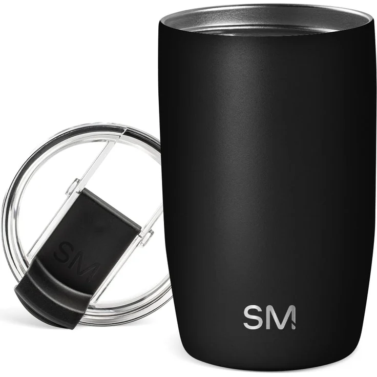 Simple Modern Thermobecher Kaffeebecher to go mit Klappdeckel | Isolierter Edelstahl-Kaffeebecher | Geschenke für Frauen und Männer | Voyager | 350ml | Midnight Black