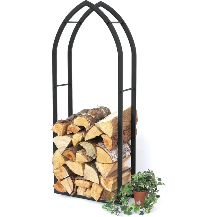 Kaminholzregal Innen Schwarz Metall Kaminholzständer MOS 123 cm Holzkorb Kaminholzhalter Feuerholzregal Holzregal – Bild 7