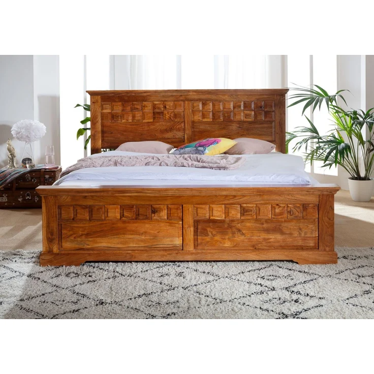Bett Akazie 200x200x114 honig lackiert OXFORD #0311 – Bild 3