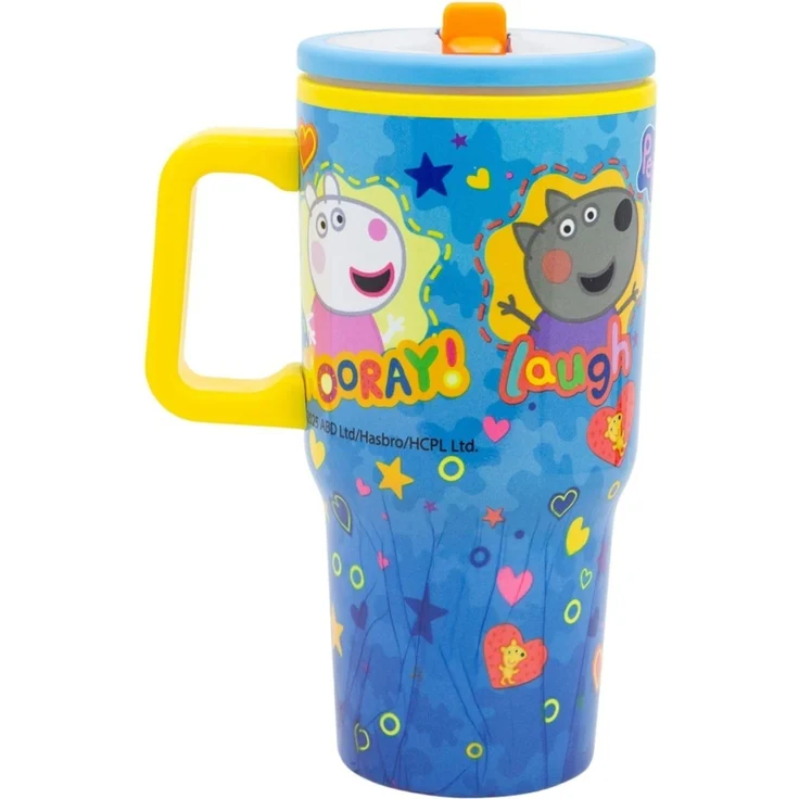 Peppa Pig Thermobecher 640 ml Edelstahl doppelwandiger Trinkbecher mit Trinkhalm – Bild 1