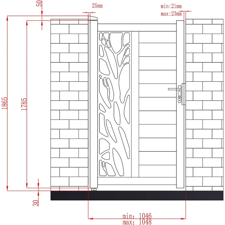 Vente-unique - LABRIT II Pedestrian gate Metall Grau - B 4,5 cm x H 178,5 cm x L 100 cm – Bild 3
