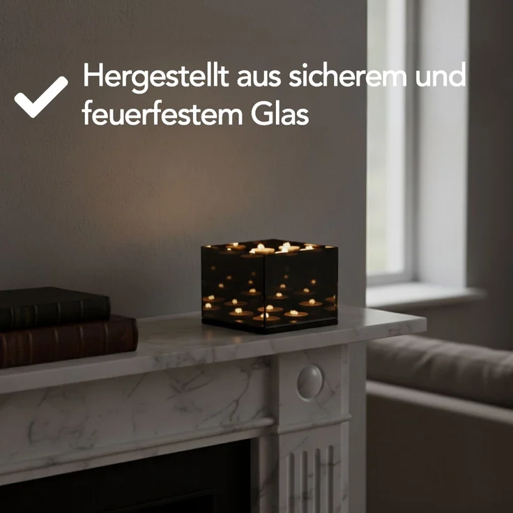 Brixy Teelichthalter – Teelichthalter – 4 Teelichter – Reflektierendes Spiegelglas – Kerzenhalter – Schwarz – Bild 6