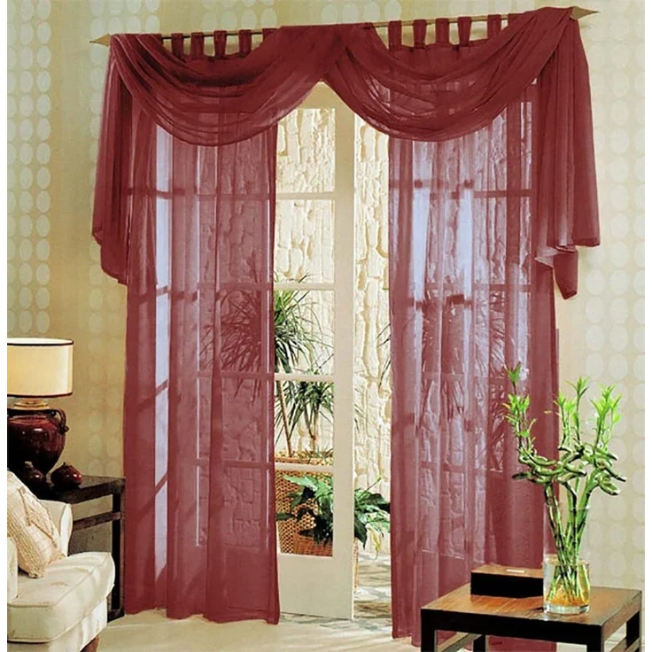Gardinenbox Gardine (3 St), Schlaufen, transparent, Voile, Voile komplett Gardinen Set 3 teilig – Bild 1