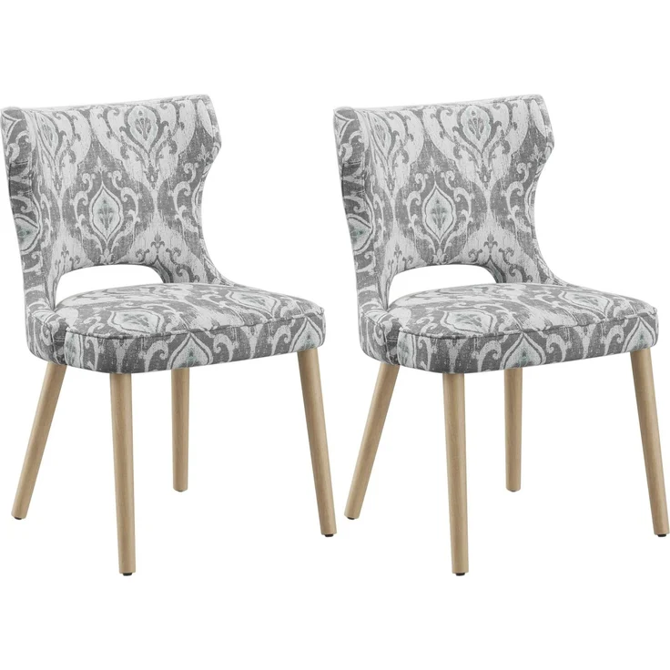 COLAMY Esszimmerstühle 2er Set, Stühle Esszimmer mit Rückenlehne, Polsternder Küchenstühle Gepolstert, Stoff Dining Chairs mit Wingback und Holzbeinen für Esszimmer, Küche, Restaurant, Jacquard