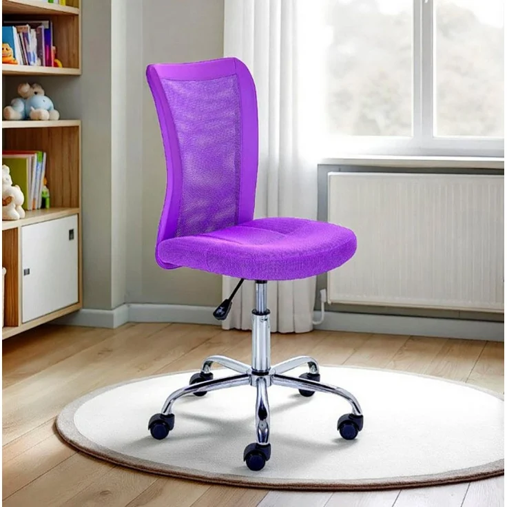 Inter Link - Kinderschreibtischstuhl - Ergonomischer Drehsessel - Höhenverstellbar - Verchromter Metallfuß- Atmungsaktiver Mesh-Gewebebezug - 360° drehbar - Purple - Bonnie – Bild 2