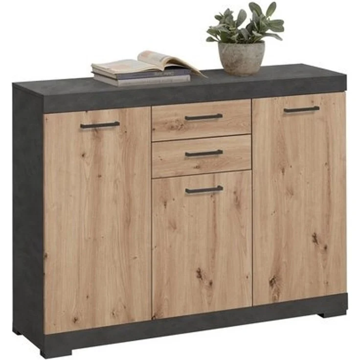 Kombikommode >BRISTOL 3< in Matera-Artisan Eiche - 120x89,9x34,9cm (BxHxT) – Bild 3