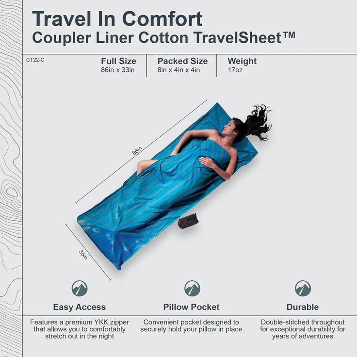 Cocoon Hüttenschlafsack Cocoon TravelSheet Coupler Baumwolle Hüttenschlafsack – Bild 4