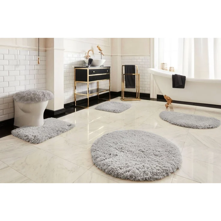 OTTO home Badematte Micro exclusiv, Badvorleger, Badezimmer Teppich, Höhe 55 mm, rutschhemmend beschichtet, fußbodenheizungsgeeignet, schnell trocknend, strapazierfähig, Polyester, rund, Badteppich, Badematten auch als 3 teiliges Set & rund erhältlich – Bild 3