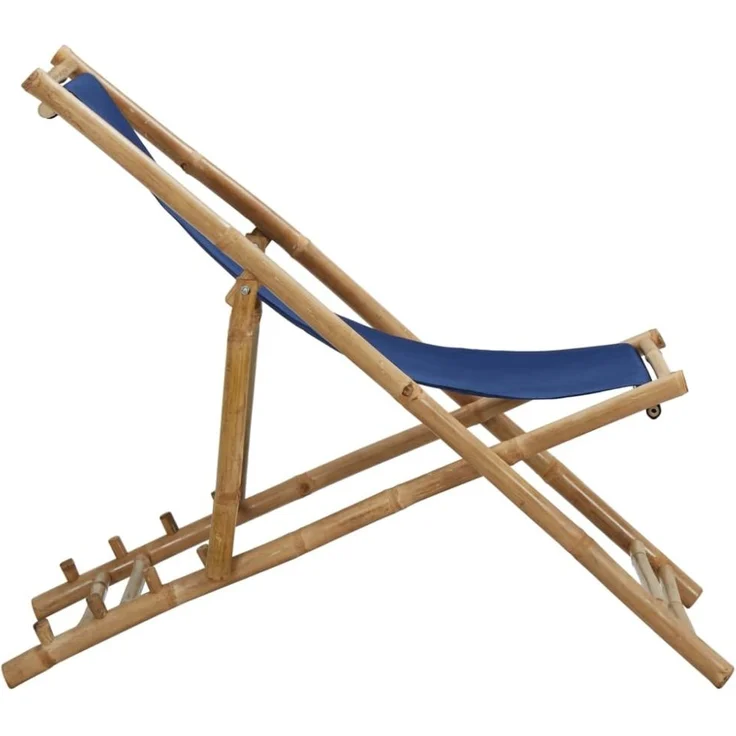 vidaXL Liegestuhl Bambus und Canvas Marineblau 313019 – Bild 6