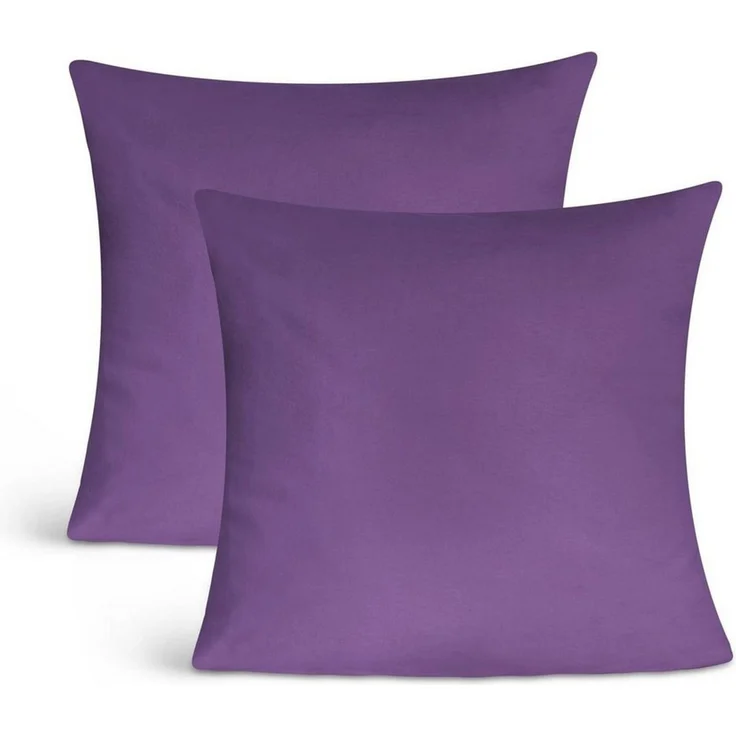 leevitex® Kissenbezüge Kissenbezug 40 x 40 cm, 2er Set, Lila/Pflaume, (2 Stück), feine Jersey-Qualität, 100% Baumwolle, robuster Reißverschluss – Bild 1