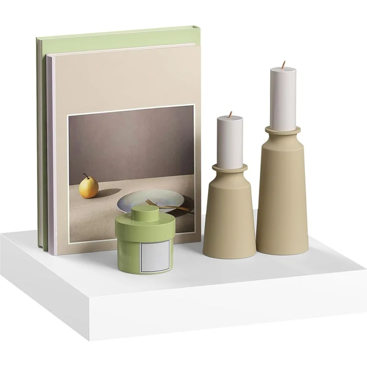 eSituro Wandregal, schwebendes Regal für Wandmontage, Schweberegal Hängeregal Wandbrett im Wohnzimmer Schlafzimmer Küche Badezimmer, weiß modern, MDF, 25 x 3,8 x 22,9 cm – Bild 1
