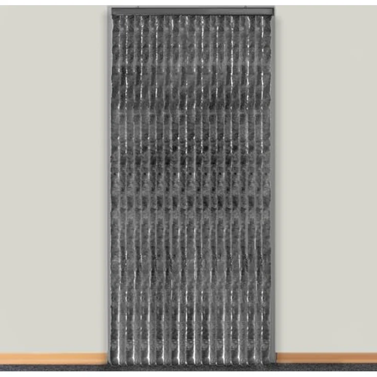 Moritz Flauschvorhang aus Chenille 100 x 230 cm anthrazit Türvorhang als Fliegenschutz Insektenschutz für Camping Wohnwagen – Bild 2