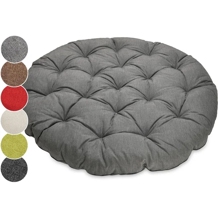 sunnypillow Sesselauflage Polster für Papasansessel, rund Durchmesser 120 cm Dicke 15cm, GRAU