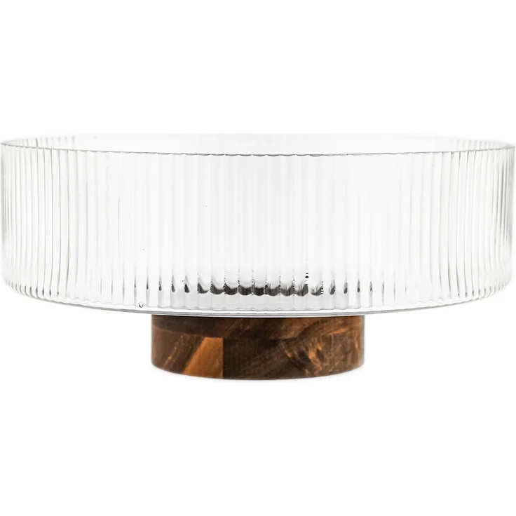 Terra Bowl Grande Glasschale mit Akazienholz - Servier- & Dekoschale, 26 x 11,5 cm – Bild 1