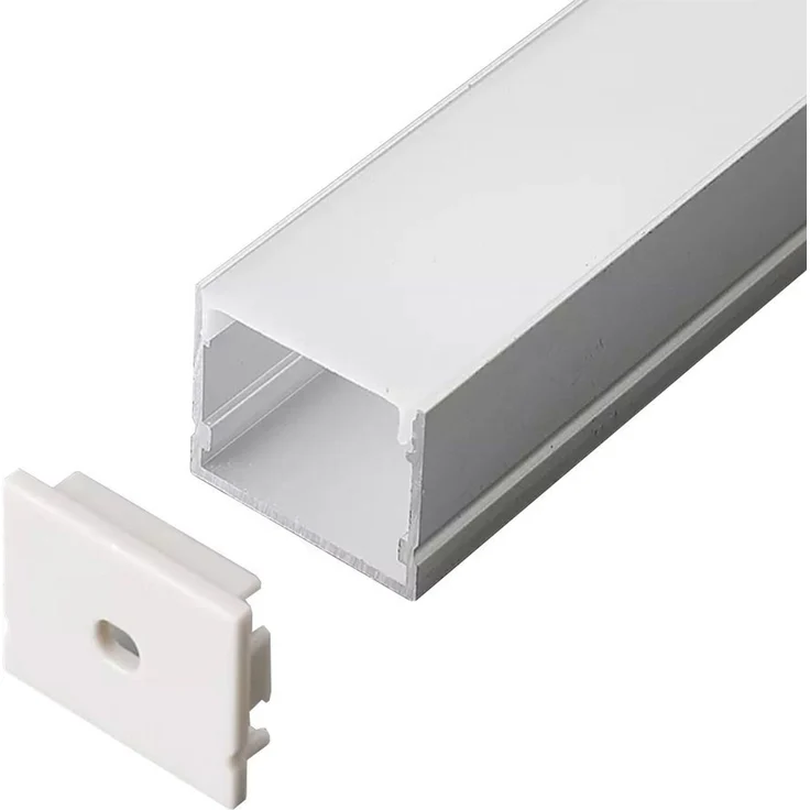 2m LED Alu Profil Alu Schiene Profil Alu Schiene LED Kanal mit Milchglas Abdeckung Extra Breit 20mm 30mm Hoch – Bild 1