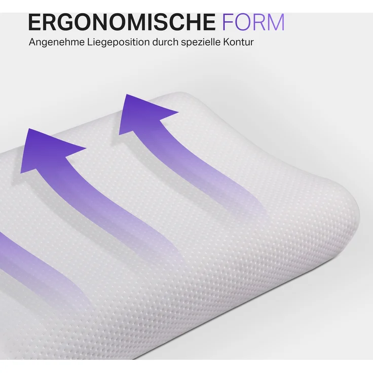 Nackenstützkissen 40x60cm - Memory Foam Kopfkissen, Orthopädisches Ergonomisches Nackenkissen mit abnehmbaren Bezug - ÖKO TEX – Bild 7