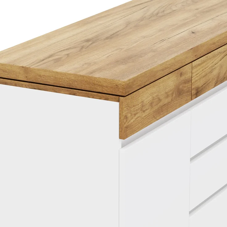 ZUBALIYA Schreibtisch mit feststellbaren Rollen – multifunktionales Design, 4 cm dickere, drehbare Tischplatte, fest arretierbar, weiß/Eiche, Faltbarer Schreibtisch, Eckschreibtisch, Sideboard,Dicke Materialie – Modell N880P5298689O – Bild 14