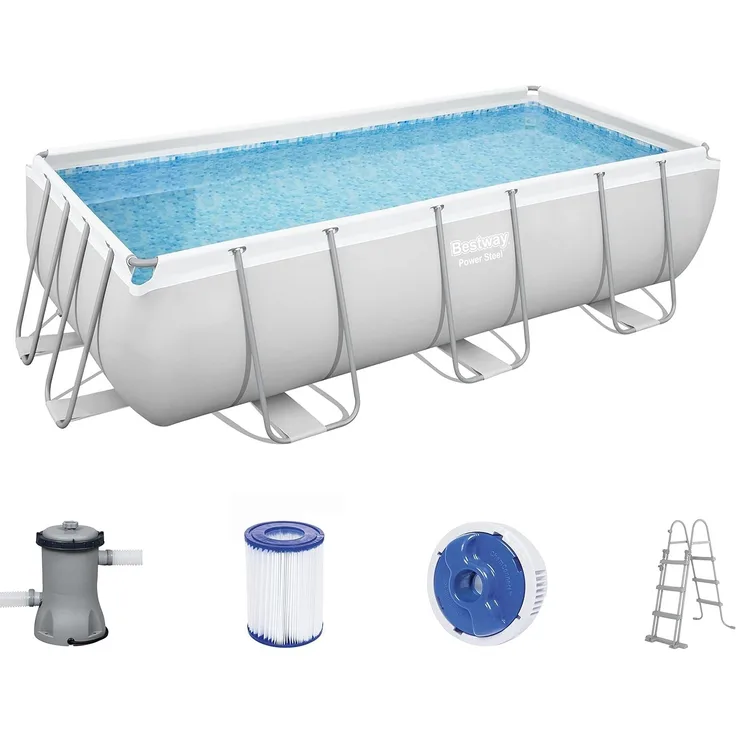 Power Steel™ Frame Pool, Lichtgrau, 404 x 201 x 100 cm