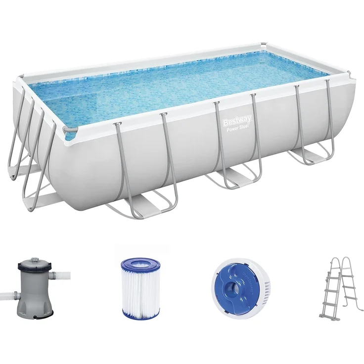 Power Steel™ Frame Pool, Lichtgrau, 404 x 201 x 100 cm – Bild 1