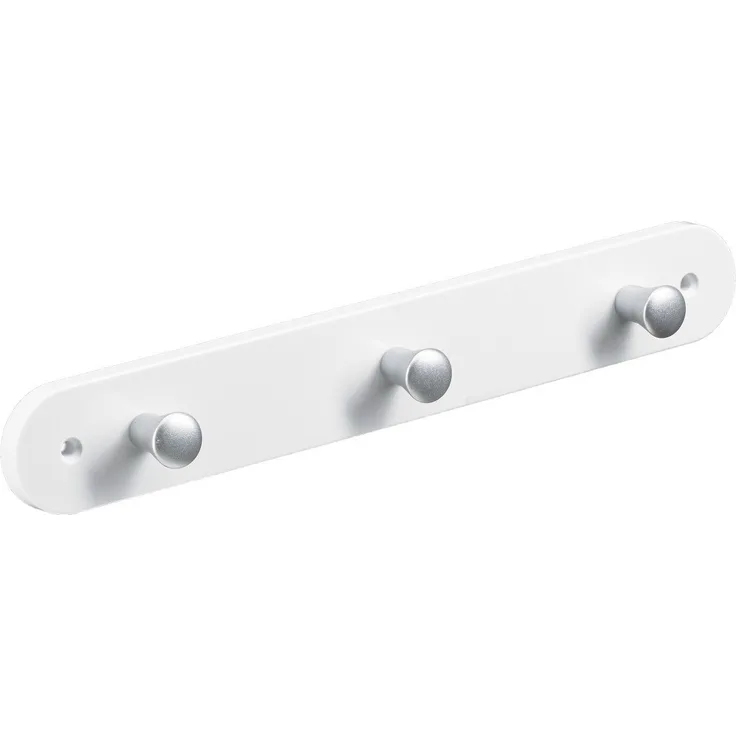 Hettich Garderobenleiste 3 Haken 28,0 x 4,0 x 0,8 cm weiß