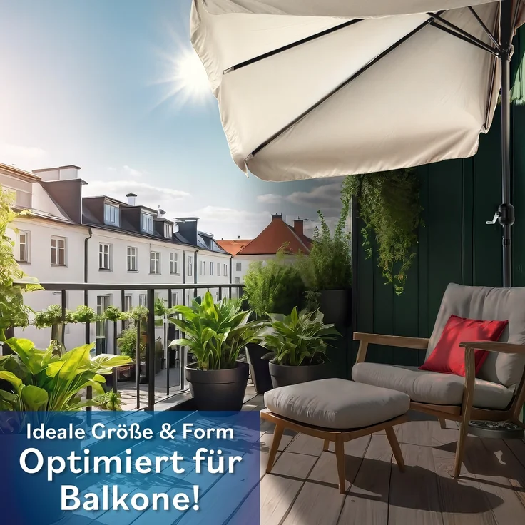 EASYmaxx Sonnenschirm rechteckig, 230 x 140 cm für Balkon und Terasse, mit praktischer Handkurbel & Sonnenschutz UV-Schutz 40+ – Bild 2