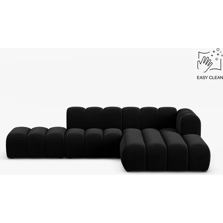 Micadoni Modulares Ecksofa offen Lupine 5-Sitzer Samt Venus Schwarz Rechts – Bild 1
