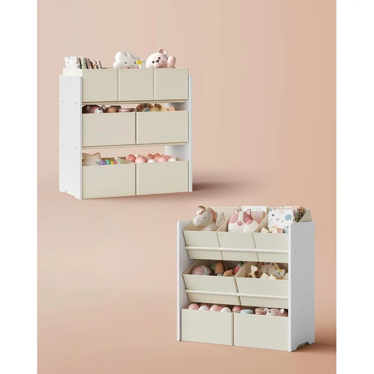 Songmics Kinderregal, mit 7 Aufbewahrungsboxen, MDF / Vliesstoff wolkenweiß, 60 x 29,5 x 62,5 cm – Bild 2