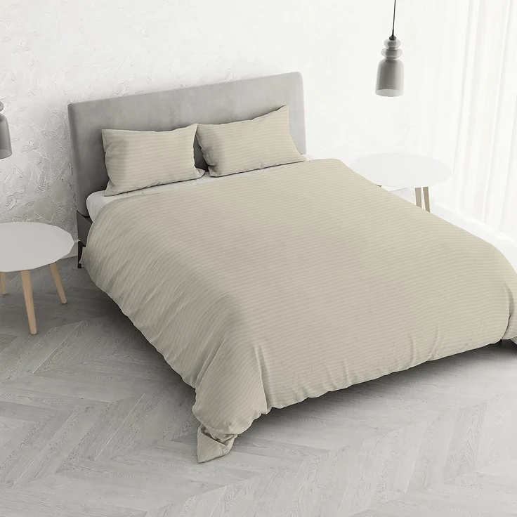 Italian Bed Linen CP-ST-2P Satin Stripes Bettbezug, Doppelte, Turteltaube, Polyester – Bild 1