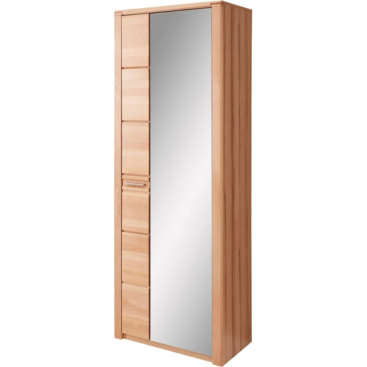 Garderobenschrank >Nature One< 2 Türen, 5 Böden, soft-close, Kernbuche teilmassiv - 74x201x40cm B/H/T – Bild 1