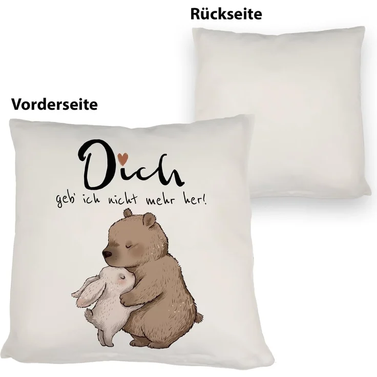 speecheese Dekokissen Hase und Bär Kissen mit Spruch Dich geb ich nicht mehr her – Bild 3