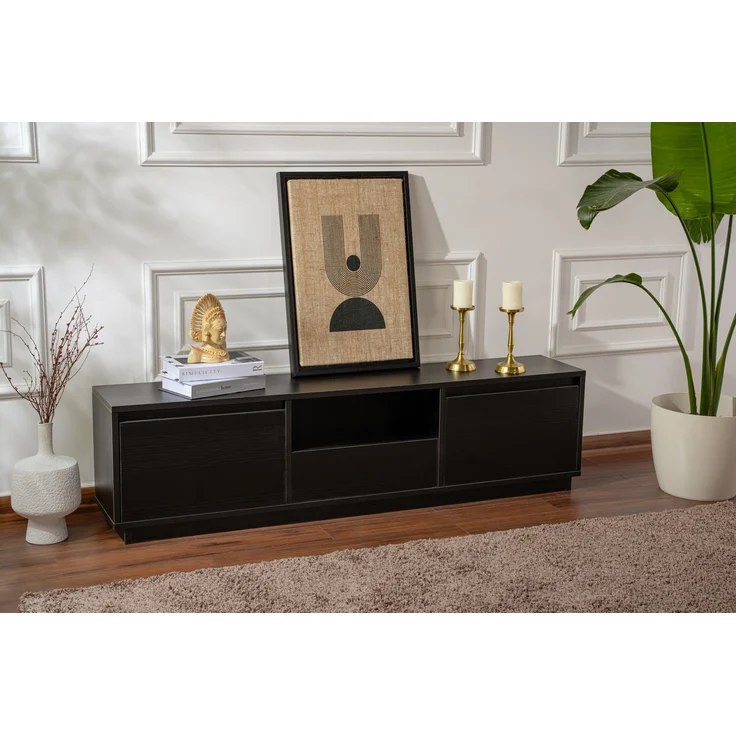 TV-Ständer, 'Vanguard', 42 x 29,5 x 160, Holz Schwarz – Bild 4