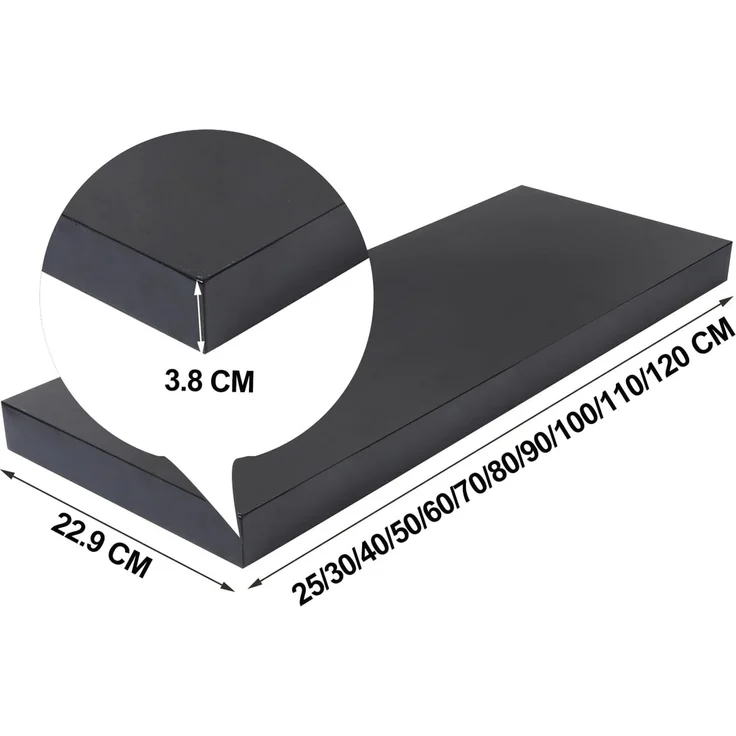 EUGAD Wandregal Wandboard Buchregal Hängeregal DVD CD Regal Holz Board 80cm Schwarz 0325QJ – Bild 3