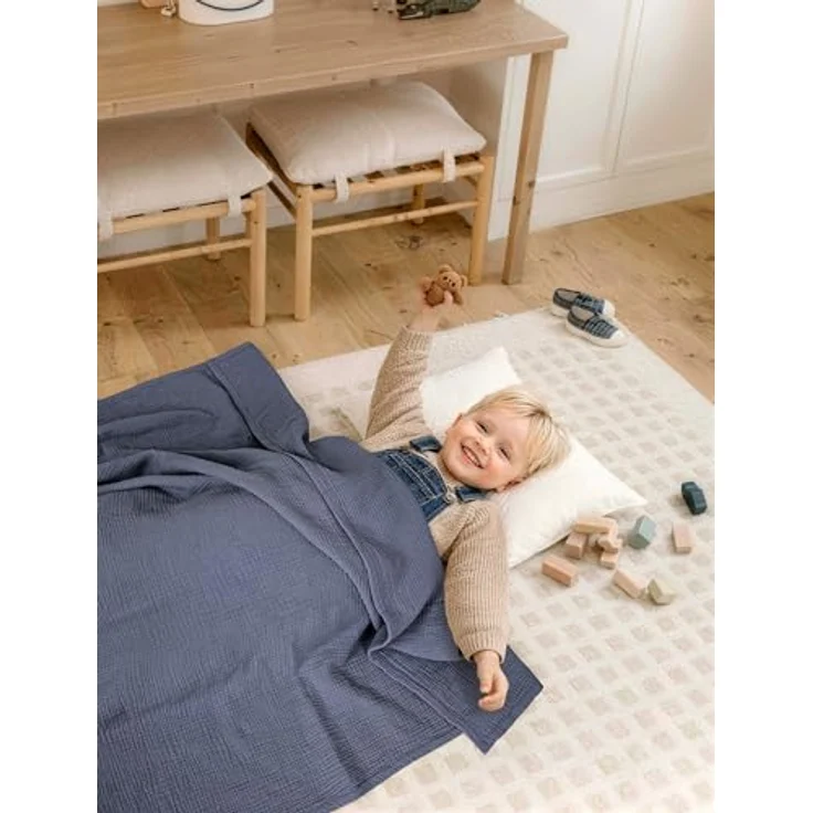 Lulu moon Musselin Decke Baby - Atmungsaktive Babydecke,Baby Decken Neugeborenen,Weiche Krabbeldecke für Kinder,Musselin Schlafdecken für Kleinkinder Mädchen Junge 120x120 cm (Blue) – Bild 7