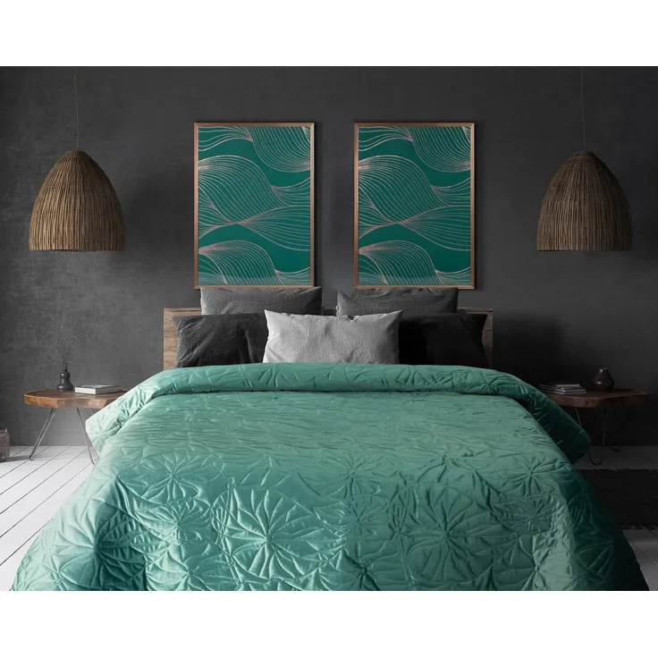 Eurofirany Tagesdecke Terra Collection, Velvet Tagesdecke Samt mit Steppung Dekorative Decke