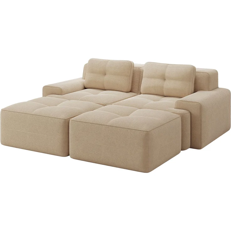 Cloud Modulsofa Boneless U-förmiges Sofa,bequemes Corduroy-Cloud-Sofa Modulares Sofa mit Ottoman Modulares Zweisitzer-Sofa 2-Sitzer Sofa mit Tiefem Sitz für Wohnzimmer Montagefreies Sofa,Corduroy,Beige, – Bild 4