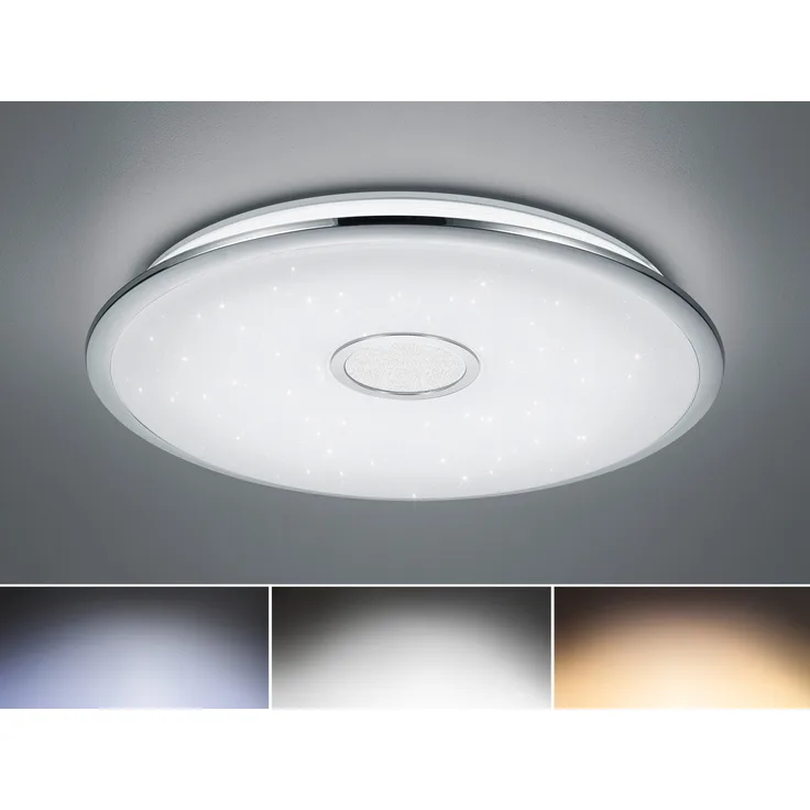 Deckenleuchte Deckenlampe OSAKA mit Nachtlichtfunktion Acryl Chrom 67 cm