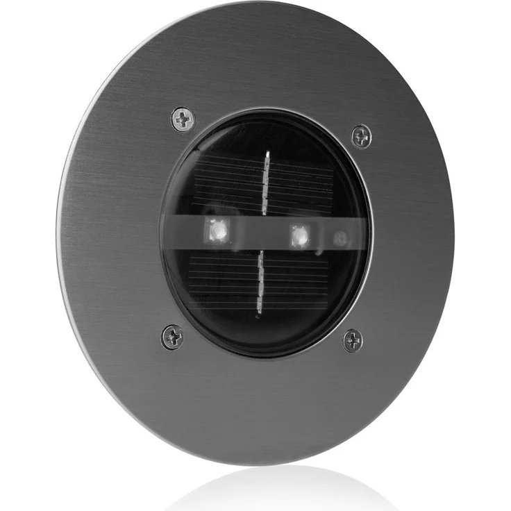 Solar LED Bodeneinbaustrahler CARLO für Außen, Edelstahl rund Ø14cm IP67 – Bild 5