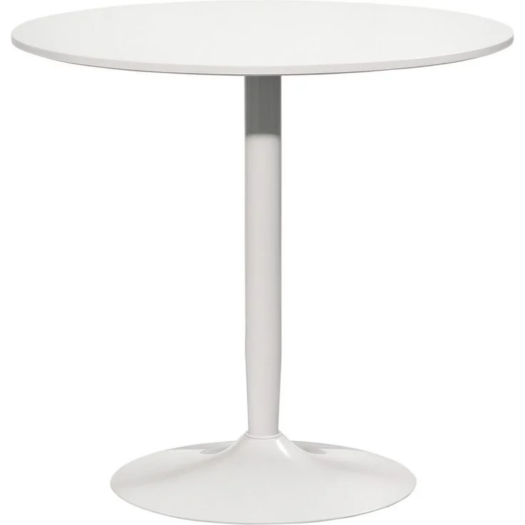 HOMCOM Esstisch 80x80 cm rund Küchentisch für 2 Personen Esszimmertisch mit Stahlbein, Rutschfester Fußauflage Säulentisch moderner Kaffeetisch für Küche, Esszimmer und Wohnzimmer Weiß – Bild 1