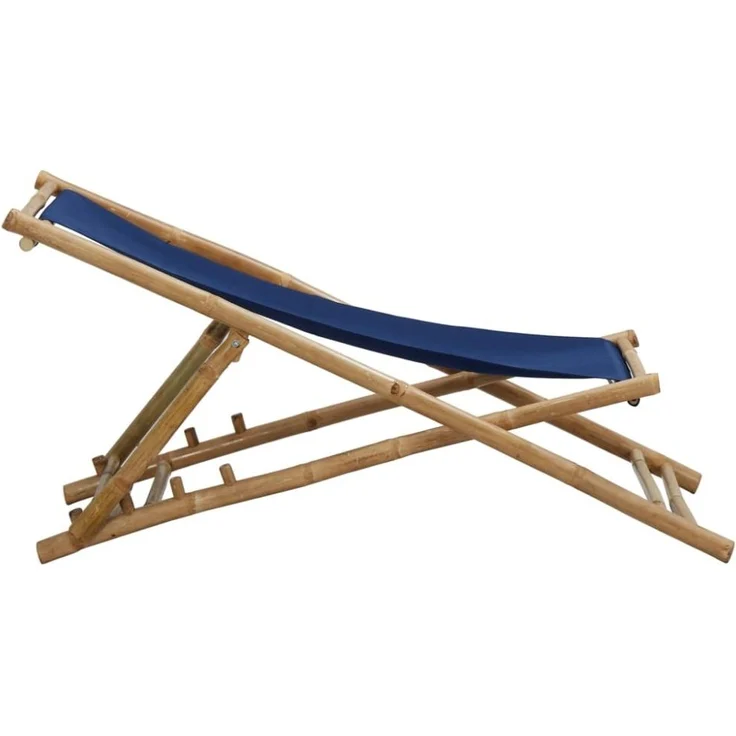 vidaXL Liegestuhl Bambus und Canvas Marineblau 313019 – Bild 9