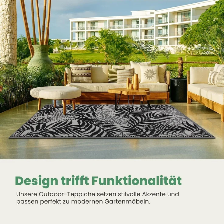 Bestlivings Outdoor Teppich Wetterfest und UV-Beständig ( 80x250cm / Farn ) Teppich aus Kunststoff für Garten, Balkon, Terrasse - Outdoorteppich – Bild 3