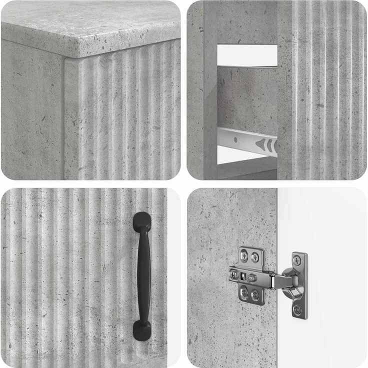 vidaXL 3-teiliges Badezimmer-Schranksystem HOORN 3 stk. Betongrau 3418038 – Bild 6