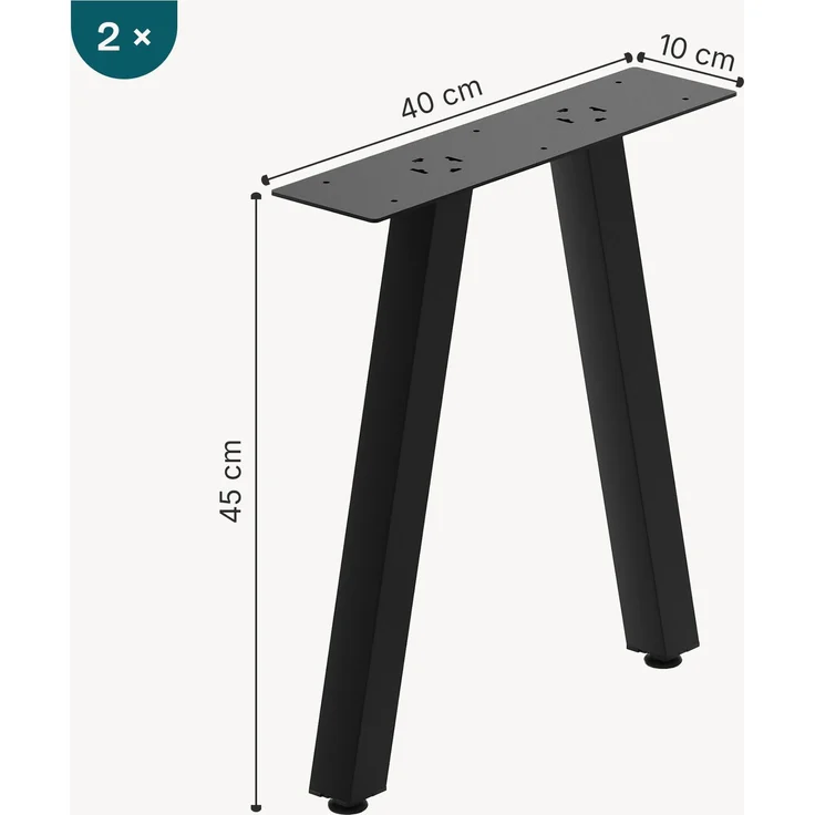 Tischgestell 2er Set Heustreu 45x40cm Schwarz [en. casa] – Bild 4