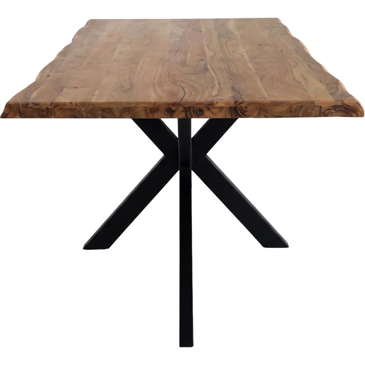 LC Home Esstisch »Ottawa« 180x90 cm Akazie massiv – Massivholztisch mit Baumkante & schwarzem Spinnengestell – Bild 5