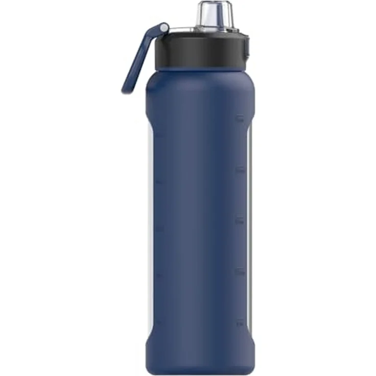 Praktische Glas Trinkflasche To Go Wasserflasche -– Ideal für Ihr tägliches Getränk Dunkelblau 0,72 Liter – Bild 2