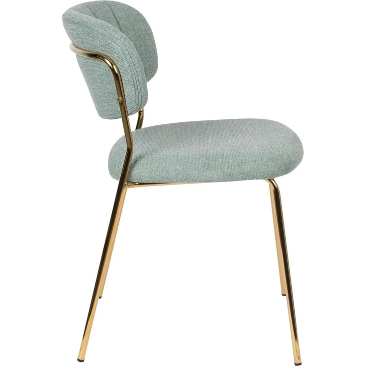 Esszimmerstuhl Jolien im 2er-Set, gepolsterter Stoffbezug in Grün, goldenes Metallgestell, für Wohn- und Esszimmer – Bild 3